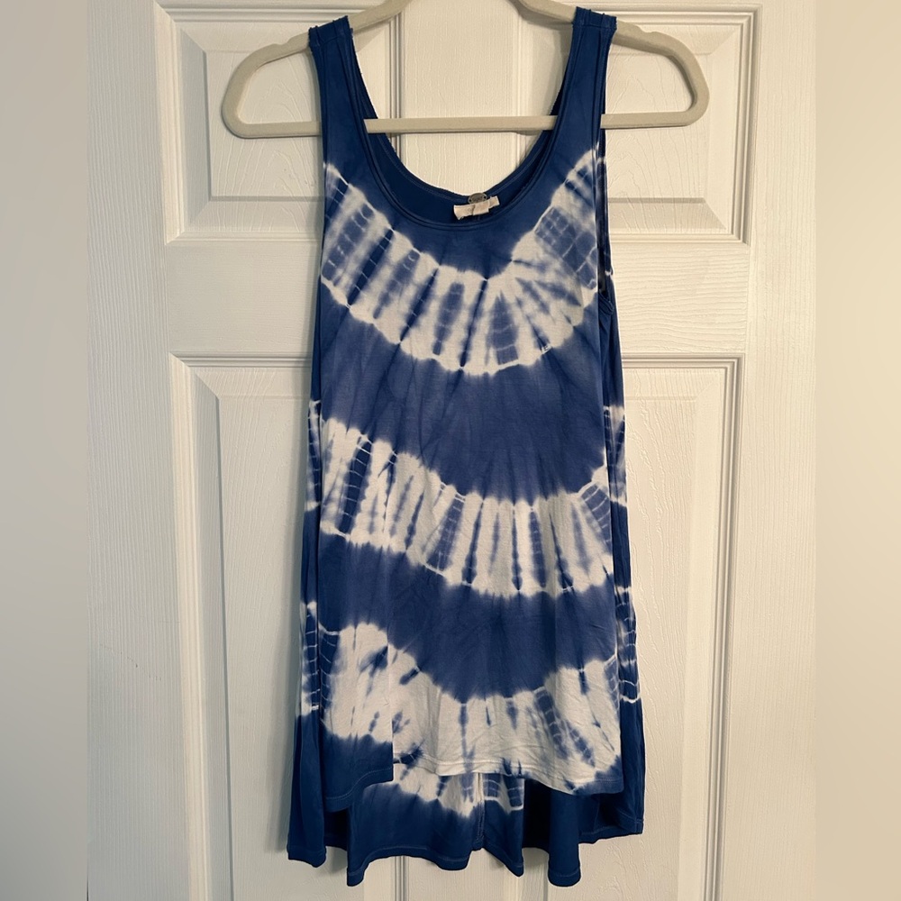 Cupio Blue & White Tie-Dye Tank Top